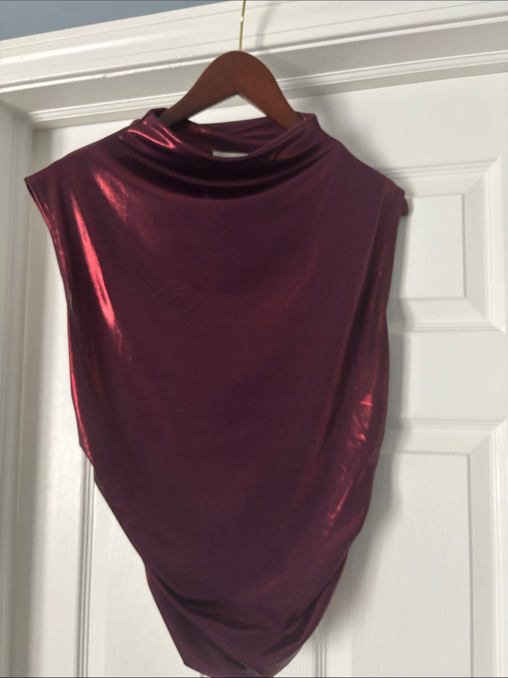 Anthropologie Maeve Shimmery Plum Cowl Neck Top
